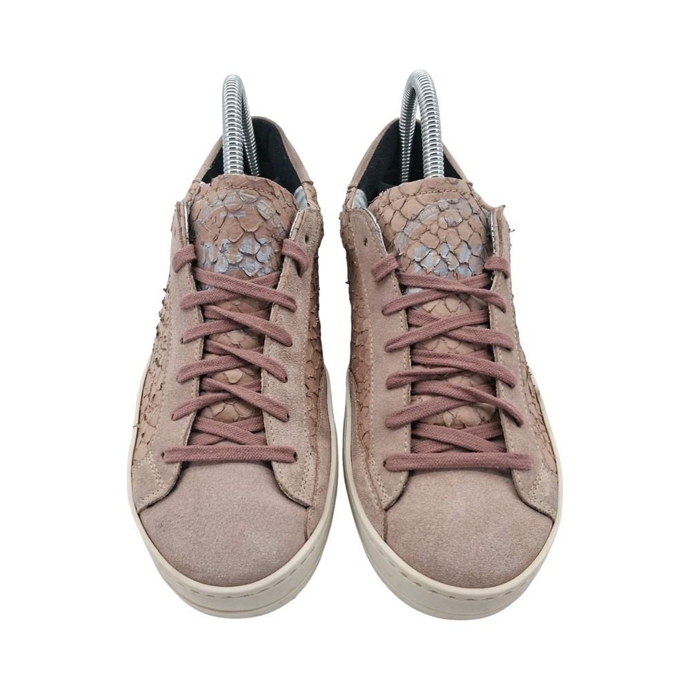 P448 Shoes Womens EU 37 US 7 Pink Suede Animal Print Italian Low Top Sneakers - Picture 2 of 13